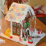 A Decorated Two Story Gingerbread House