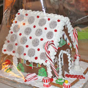 Large Decorated Gingerbread House - side and front