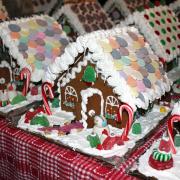 Rows of Medium Decorated Gingerbread Houses
